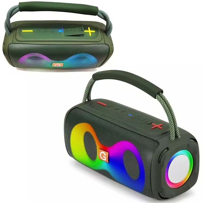 ET-312 Double 2 inch wireless BT portable stereo bass with FM Radio LED Colorful Light DJ Party Bluetooth Speaker