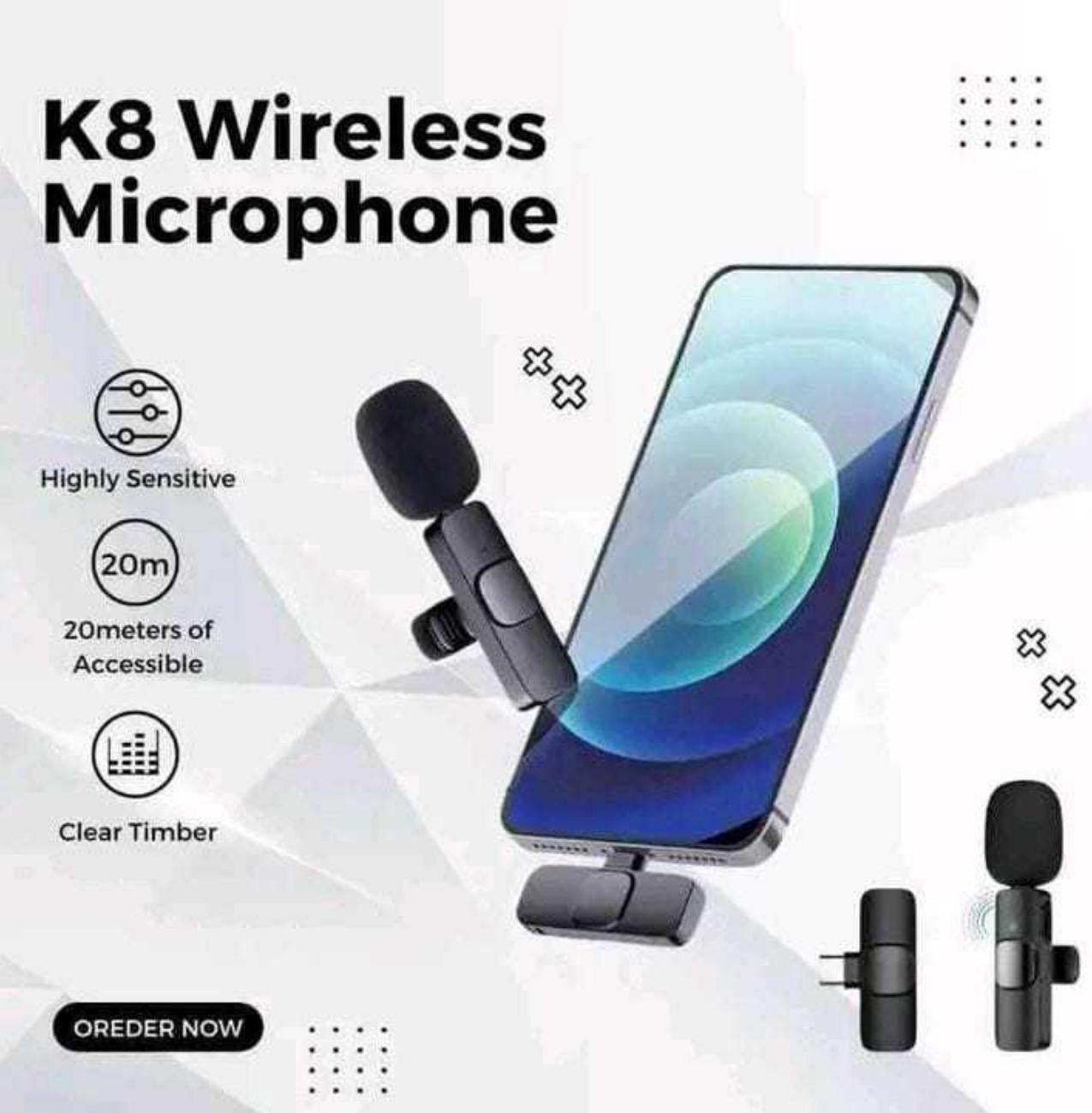 K8 Wireless Microphone For Youtube Facebook Live Stream Tiktok Video I-Phone Android Phone Live Broadcast - Microphone - À¦®À¦¾À¦‡À¦•À§À¦°À§‹À¦«À§‹À¦¨ - Microphone