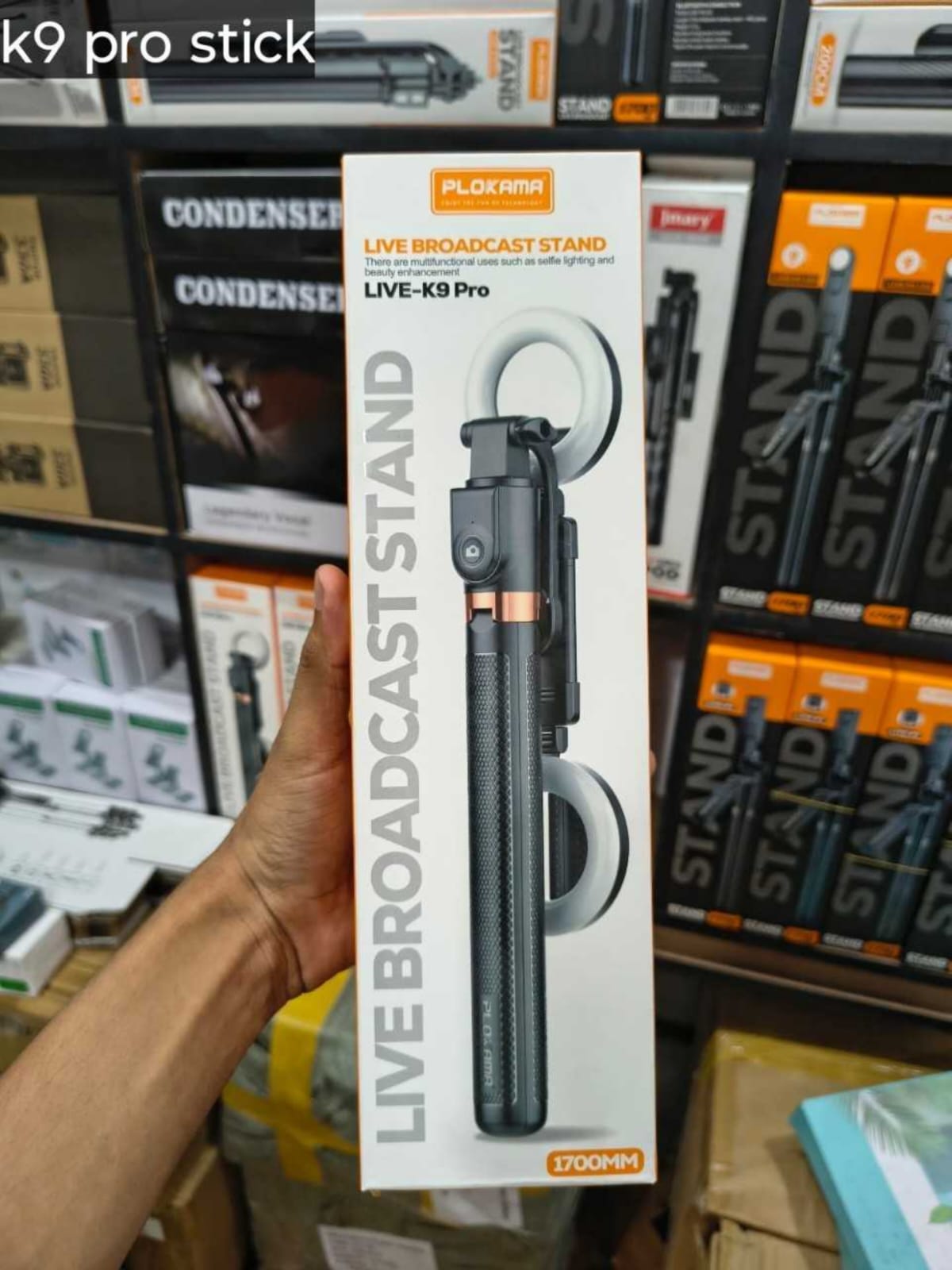 Plokama LIVE-K9 Pro 1700mm Ultra Long Selfie Stick with Tripod Stand & Ring Light – Adjustable, Portable for Mobile Vlogging & Live Streaming By Pucxo