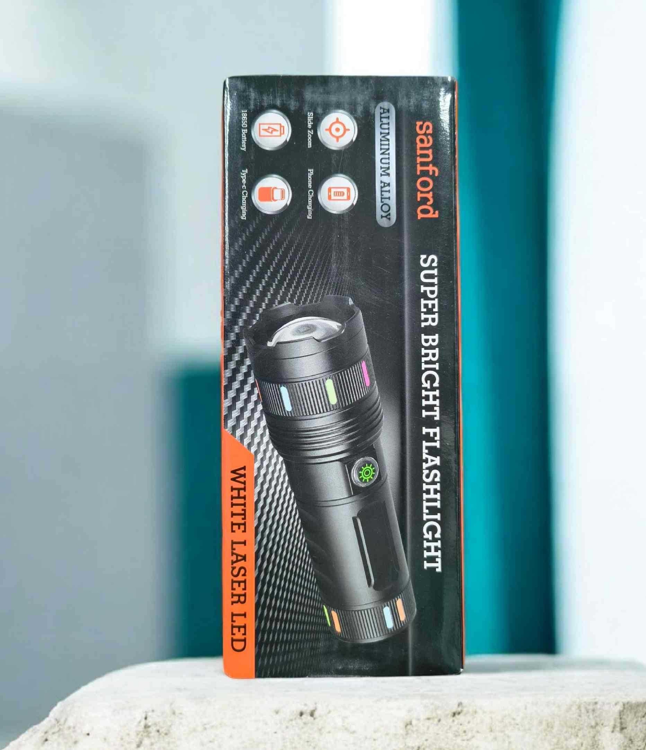 Sanford Super Bright Flashlight – White Laser LED Made in Japan 18650mAh Light